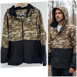 NEFF CAMOUFLAGE HOODED SNOWBOARD SKI SOFT SHELL FULL ZIP JACKET COAT Mens Large